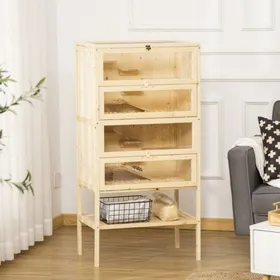 Meilleurs prix pour NuvlaGu - Cage à hamster à 5 niveaux avec toit en grillage métallique et rampes - Étagère de rangement ouverte - 100x52x50cm- Beige