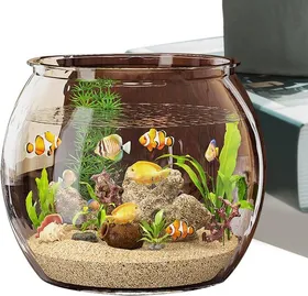 Meilleurs prix pour Aquarium en verre – Petit aquarium  Aquarium rond  Aquarium en verre transparent  Aquarium rond doré  Aquarium