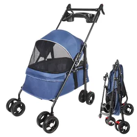 Meilleurs prix pour MIPAN.Poussette pour chien chat pliableLes petits et chiens âgésJusquà 20 kgRoues avec freins à 360°Panier xxlBleu