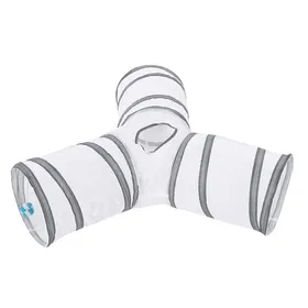Meilleurs prix pour SURENHAP Tunnel pour animaux de compagnie Pliable 3 voies de jeu de chat jouet tunnel jouet intérieur en animalerie toise Blanc