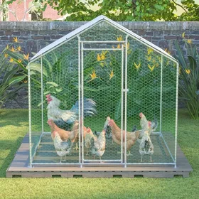 Comparer les prix de KIMFEAD Poulailler en plein air 2x2x2m avec serrure de sécurité et toile PE imperméable enclos métallique en plein air