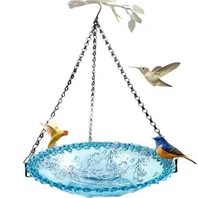 Meilleurs prix pour Mangeoire suspendue pour oiseaux - Virex® - Bleu - Bol transparent décoratif - Bord ondulé