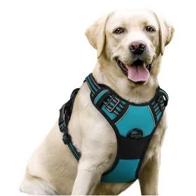 Comparer les prix de rabbitgoo Harnais Chien Anti Traction XL Vert Foncé Arnais Réfléchissant Gilet Réglable pour Chien Attache Devant Crochet de Laisse