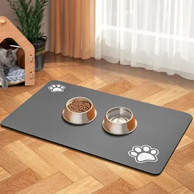 Comparer les prix de Tapis dalimentation pour animaux - Tapis absorbant pour gamelle deau et de nourriture pour chien  (305 x 483 cm gris foncé)