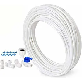 Comparer les prix de Tuyau alimentation eau – Kit raccord rapide avec vanne darrêt – pour réfrigérateur et filtre à eau – 10 m 63 mm blanc