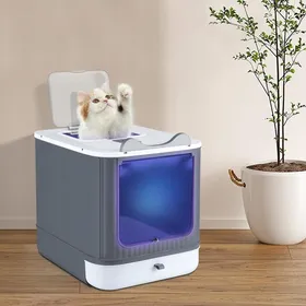 Comparer les prix de YIPEEMA. BAC À LITIÈRE POUR CHAT STÉRILISÉ TOILETTES POUR CHAT BLANC 445*345*365CM.