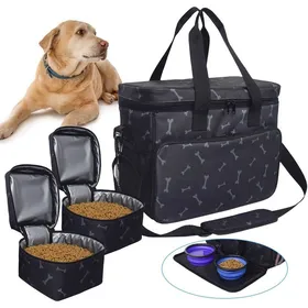 Meilleurs prix pour Sac de voyage pour chien - ULISEM - Compartiments - Mangeoire pliable - Abreuvoir - Noir