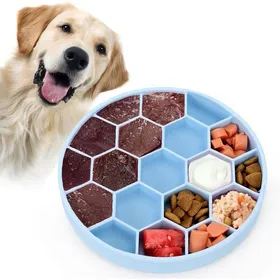 Meilleurs prix pour Gamelles pour chien à alimentation lente gamelles en silicone avec ventouses antidérapantes et anti-avalement - Bleu