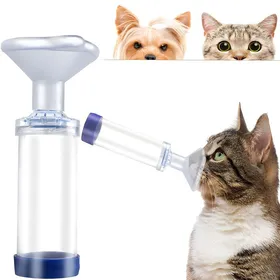 Meilleurs prix pour Inhalateur pour animaux domestiques approuvé par les vétérinaires pour chats et chiens chambre transparente avec accents bleus