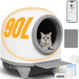 Comparer les prix de Bac à litière automatique pour chat 90L volume très important structure entièrement fermée contrôle par applicatio BAC A LITIERE