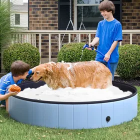 Meilleurs prix pour Piscine pour Chien Bassin PVC Pliable Anti-Glissant Facile à Nettoyer Diamètre 160 cm Hauteur 30 cm Bleu