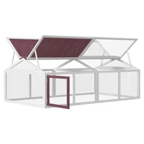 Comparer les prix de Enclos pour animaux en bois - WIENS - 200x1125x74 cm - Bois de pin massif - Treillis métallique - Toit à charnières