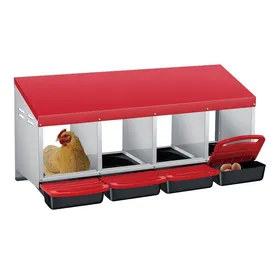 Comparer les prix de Pondoir pour Poules Nichoirs 4 cases avec perchoir et Quatre bacs de recyclage des œufs- Antirouille /Étanche/ Ventilé - Rouge
