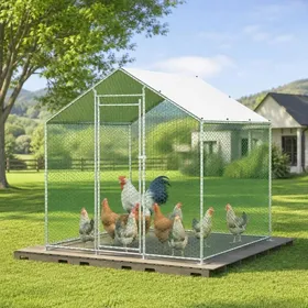 Comparer les prix de Enclos Extérieur 4 m² en Acier Galvanisé Bâche PE Imperméable et Anti-UV Grillage PVC avec Serrure Abri Extérieur