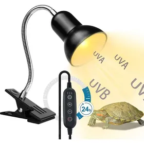 Comparer les prix de Lampe chauffante E27 pour reptiles – UVA UVB avec minuterie 2H/4H/6H – Tuyau rotatif 360° – Contrôle de la température