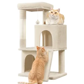Meilleurs prix pour Yaheetech Petit Arbre à Chat en Peluche avec Poteau en Sisal Planche à Griffer Boule Suspendue Beige