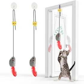 Meilleurs prix pour Ensemble de jouets pour chat à remontage automatique composé de deux jouets en forme de souris qui émettent des couinements.