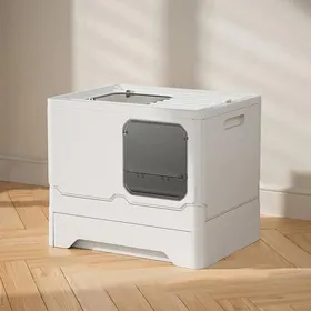 Meilleurs prix pour B.LIVEM Bac à Litière pour Chat en PP, Maison pour Chat, Tiroir de grande capacité, 45×35×38cm - Blanc pur