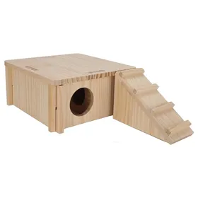 Meilleurs prix pour Cachette en bois pour hamster maison naturelle polyvalente haute densité avec échelle -SALALIS