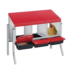 Comparer les prix de Pondoir pour Poules Nichoirs sur pied 3 cases avec perchoir antirouille et Triple bac de recyclage des œufs-Rouge