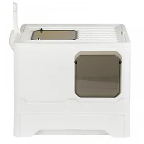Meilleurs prix pour B.LIVEM Bac à Litière pour Chat en PP - avec Pelle - Maison pour chat XXL de Grande Capacité - 45×35×38cm - Blanc pur
