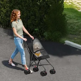 Comparer les prix de YIPEEMA. POUSSETTE PORTABLE POUR CHIEN - POUSSETTE PLIABLE POUR CHAT - 4 ROUES - NOIR - 97*45*55CM.