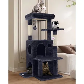 Meilleurs prix pour Arbre a Chat Solide avec Grande Base Niches Plateforme Peluche JouetsArbres à Chat Hauteur 127cm pour Grands Chats(FC50Gris