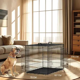 Meilleurs prix pour Cage pour Chien avec Plateau en Plastique et 2 Portes Taille XL Noire