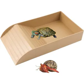 Meilleurs prix pour Bac à eau pour tortue terrestre avec rampe anti-dérapant - matériau ABS coloris marron 35.5 × 20 × 6 cm - reptile