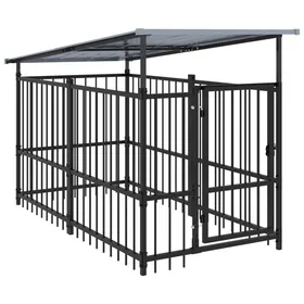 Comparer les prix de Chenil dextérieur avec toit - vidaxl - 188 m² - 103x198x128 cm - Noir - Acier enduit de poudre - Sécurité renforcée