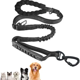 Comparer les prix de Laisse élastique antichoc pour chien  12 à 19 mètre  Poignée renforcée double couche  Éléments réfléchissants  Noire