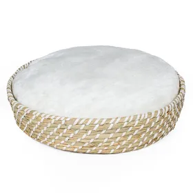 Meilleurs prix pour Panier pour chien et chat rond en osier et coussin Duvoplus - 50x50x10 cm