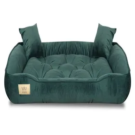 Comparer les prix de Panier pour chien, parc, 75x65 cm, velours vert foncé