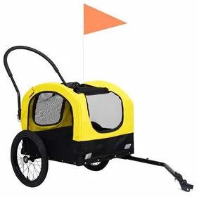 Meilleurs prix pour Bon plan Poussette dAnimaux Remorque de vélo - JILI HOT - pour chiens et poussette 2-en-1 jaune et noir Thome9895954