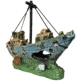 Comparer les prix de Décoration d’aquarium épave de bateau 15 x 58 x 13 cm ornement navire coulé pour aquarium
