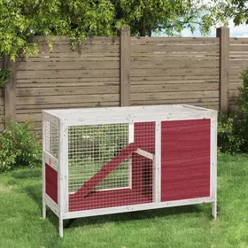 Meilleurs prix pour 74508& Clapier moka 103x44x695 cm - 5 à 6 poules - Aspect Bois de pin massif