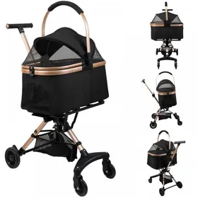 Meilleurs prix pour JEOBEST Poussette pour Animaux avec Fenêtre en Maille Poche de Rangement Poussette pour Chiot/Chat pour Compagnie Voyage Noir