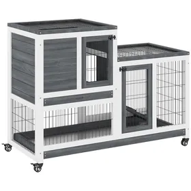 Comparer les prix de PawHut - clapier - Bois - 110x50x88cm - Gris, Noir, Blanc
