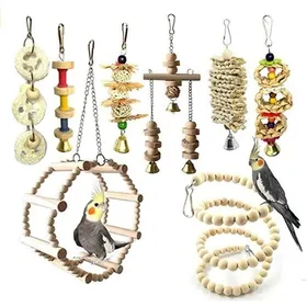 Meilleurs prix pour Lot de 8 Jouets à mâcher pour Oiseaux Jouets pour perroquets Jouet pour Cage pour perruches calopsittes Conures Multicolore JOUET