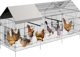 Meilleurs prix pour Enclos Poulailler Extérieur Volière Cage pour Animaux avec Serrure Armature Acier Galvanisé Poulailler Chenil (3.3 x 1 x 1 m)