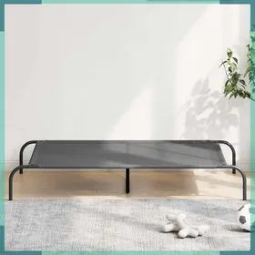 Meilleurs prix pour ASHATA Lit surélevé pour chien gris 130x80x20 cm textilène et acier -FHE42000844