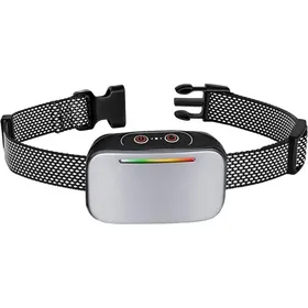 Meilleurs prix pour Collier Anti-Aboiement Automatique pour Chiens Intelligent Rechargeable Choc Vibration Son Étanche IP67 avec LED – Argent