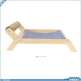 Meilleurs prix pour VGEBY lit hamac pour chat VGEBY hamac en bois pour chat Hamac pour chat cadre en bois chaise Lit à roulettes en sisal de plage