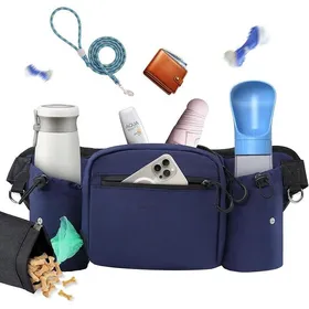 Comparer les prix de Sac à Friandises pour Chien Sac Banane Grande Capacité Dressage Canin Imperméable Poche Amovible Porte-Gourde Bleu Foncé