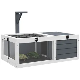Comparer les prix de Table de Tortue en Bois avec Support de Lampe Couvercle Ouvrant et Tiroir - 81 x 48 x 315 cm - Gris et Blanc