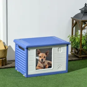Comparer les prix de Niche pour chien extérieure en plastique maison pour chiens avec bouches daération bleu et blanc