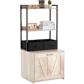 Meilleurs prix pour Enceinte pour Bac à Litière pour Chat-Duoku-Meuble Caché en Bois-avec 2 Étagères et Paniers-Grande Armoire dintérieur-Naturel