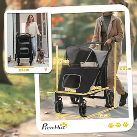 Comparer les prix de Poussette pour chien Pliable jusquà 30 kg avec fenêtre en filet laisses de sécurité coussin pour chiens de grande et moyenne