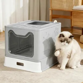 Meilleurs prix pour BAC À LITIÈRE EN ACIER INOXYDABLE - HOMEWELL - CONÇU POUR LES FOYERS AVEC PLUSIEURS CHATS - GRIS - 51 X 41 X 38 CM