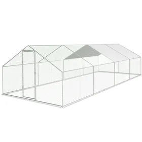 Meilleurs prix pour Enclos poulailler 24 m2 parc grillagé 8x3 M acier galvanisé POULAILLER